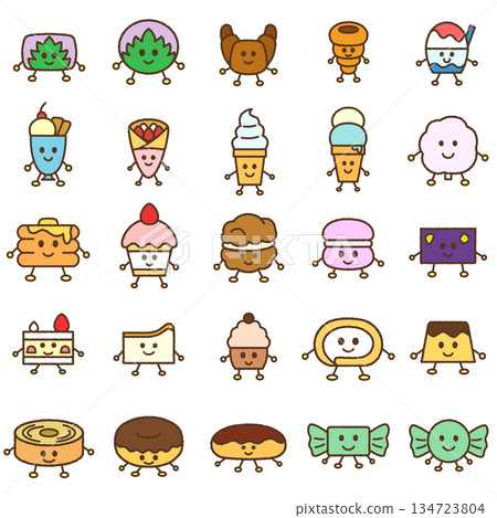 手繪食物角色插畫圖示集 134723804