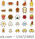 Hand-drawn food character illustration icon set 134723805