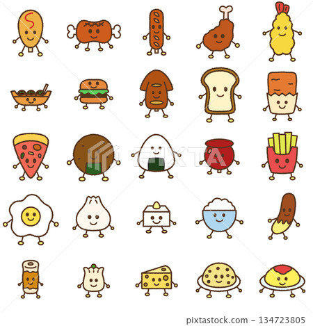 手繪食物角色插畫圖示集 134723805