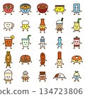 Hand-drawn food character illustration icon set 134723806