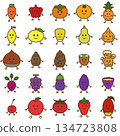 Hand-drawn food character illustration icon set 134723808