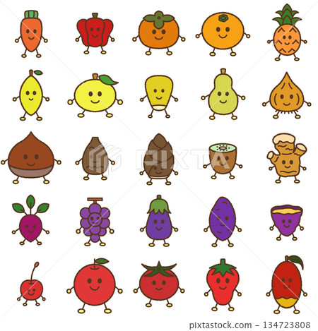 Hand-drawn food character illustration icon set Hand-drawn food character illustration icon set 134723808