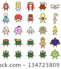 Hand-drawn food character illustration icon set 134723809