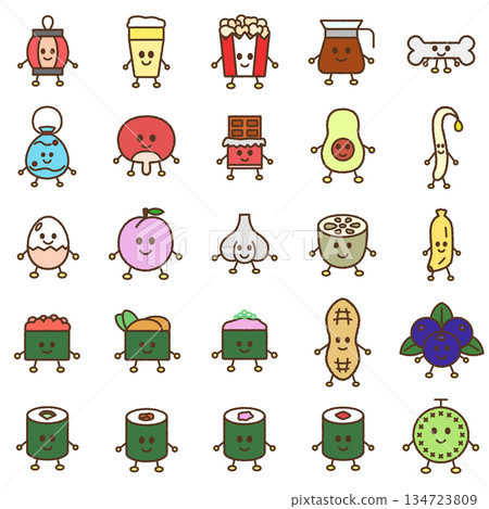 手繪食物角色插畫圖示集 134723809
