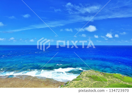 Okinawa, Miyakojima, blue sky and sea from Higashi-Hennazaki 134723970