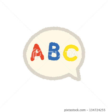 ABC對話框 英語學習 手繪粉彩插圖 ABC對話框 英語學習 手繪粉彩插圖 134724255