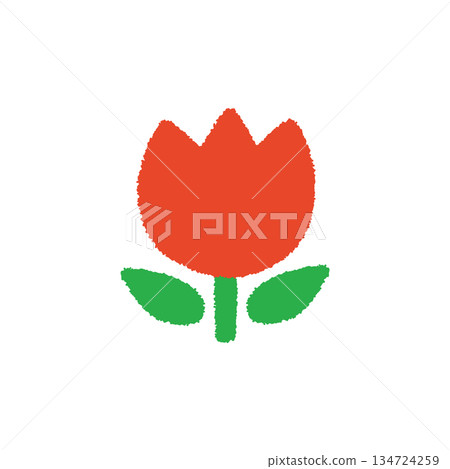 鬱金香春花手繪粉彩可愛插畫 134724259