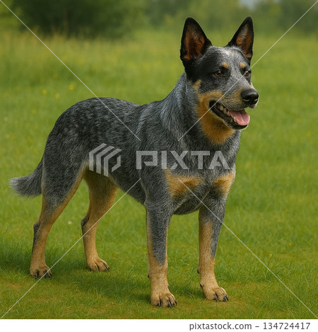 Realistic Australian Cattle Dog standing in a field 134724417