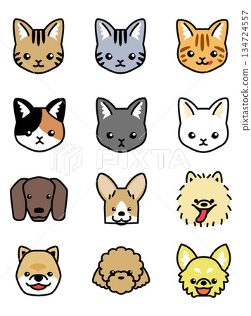 Cat and dog face illustration icon set Cat and dog face illustration icon set 134724557