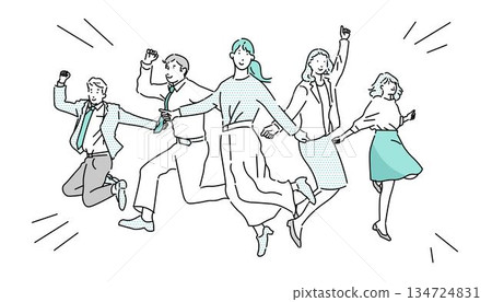 新創公司形象插畫 - 跳躍的商務人士 - 休閒裝 - 白色背景插畫素材 新創公司形象插畫 - 跳躍的商務人士 - 休閒裝 - 白色背景插畫素材 134724831