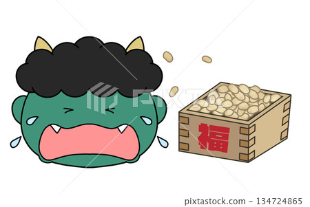 Illustration of a crying demon at Setsubun bean-throwing ceremony Illustration of a crying demon at Setsubun bean-throwing ceremony 134724865