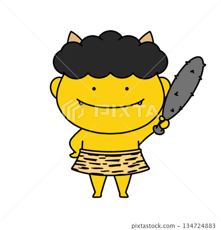 Illustration of a demon holding a golden club Illustration of a demon holding a golden club 134724883