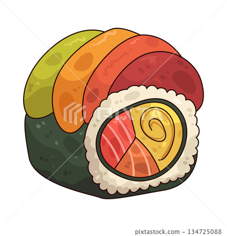 illustration of rainbow roll illustration of rainbow roll 134725088