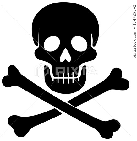 Black Skull and Crossbones Vector Illustration 134725342