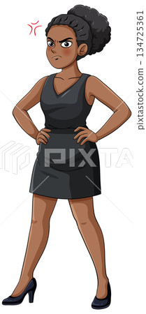 Angry Businesswoman Standing with Hands on Hips 134725361