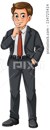 Businessman Thinking in Formal Suit with Hand on Chin 134725414