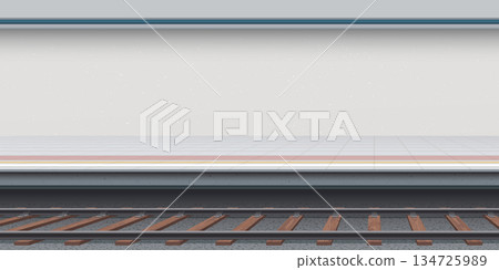 The platform of the train station with blank sement wall graphic illustration. 134725989