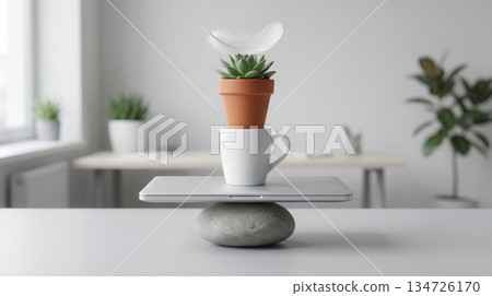 Surreal Gravity Defying Office Objects Balance Art 134726170