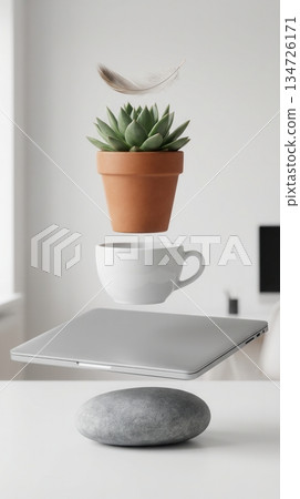 Surreal Gravity Defying Office Objects Balance Art 134726171