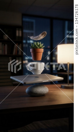 Surreal Gravity Defying Office Objects Balance Art Surreal Gravity Defying Office Objects Balance Art 134726178