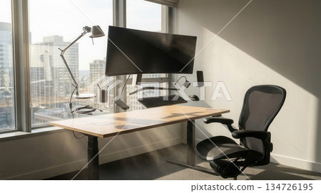 Exploded View Of Modern Floating Computer Workspace 134726195