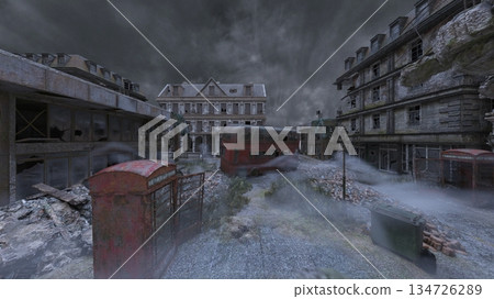 ruined city landscape ruined city landscape 134726289