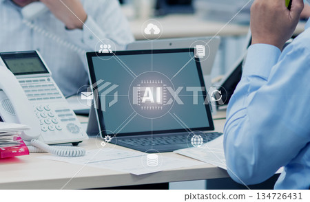 商業場景:基於生成式人工智慧的數位化工作流程概念圖:DX 商業場景:基於生成式人工智慧的數位化工作流程概念圖:DX 134726431