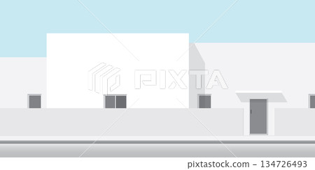 Minimalist architecture landscape flat design have blue sky background graphic illustration. Minimalist architecture landscape flat design have blue sky background graphic illustration. 134726493