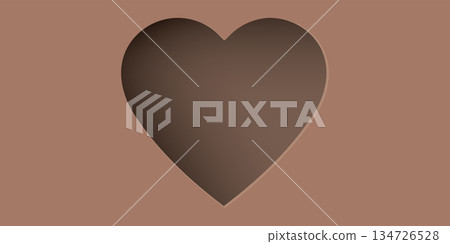 Abstract 3 dimension heart frame paper cut style on mocha mousse background with blank space. Valentine's day greeting card template. Abstract 3 dimension heart frame paper cut style on mocha mousse background with blank space. Valentine's day greeting card template. 134726528