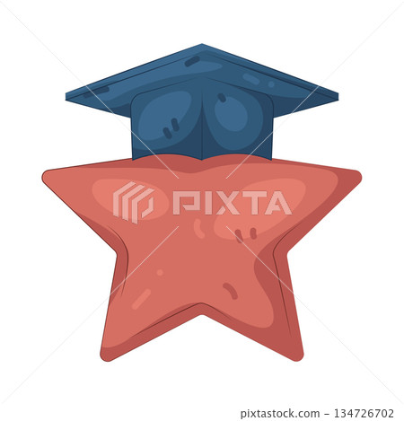 Illustration of star wearing graduation cap Illustration of star wearing graduation cap 134726702