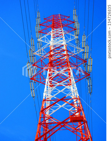 Beautiful scenery of blue sky and steel towers Beautiful scenery of blue sky and steel towers 134726835