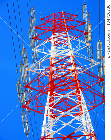Beautiful scenery of blue sky and steel towers Beautiful scenery of blue sky and steel towers 134726836