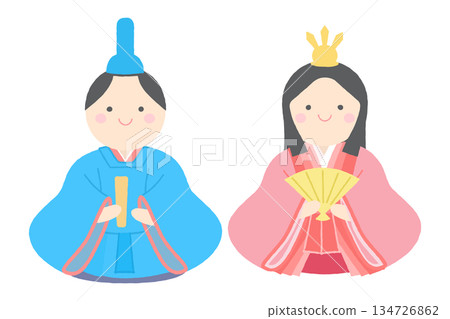 一個可愛的 Hina 娃娃的插圖 134726862
