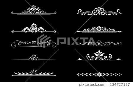 Vintage set. Floral elements for design monograms, invitations, frames, menus and labels. Graphic design of the website, cafes, boutiques, hotels, wedding invitations. 134727157