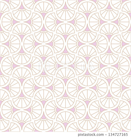 Flower geometric pattern. Seamless vector background. White and pink ornament. Ornament for fabric, wallpaper, packaging. Decorative print Flower geometric pattern. Seamless vector background. White and pink ornament. Ornament for fabric, wallpaper, packaging. Decorative print 134727165
