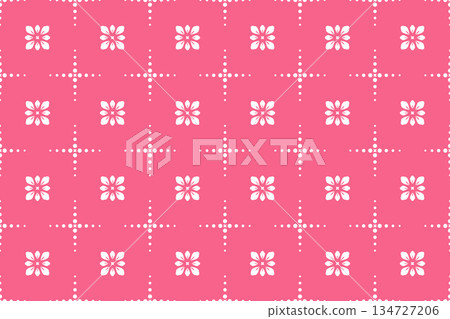 Flower geometric pattern. Seamless vector background. White and pink ornament 134727206
