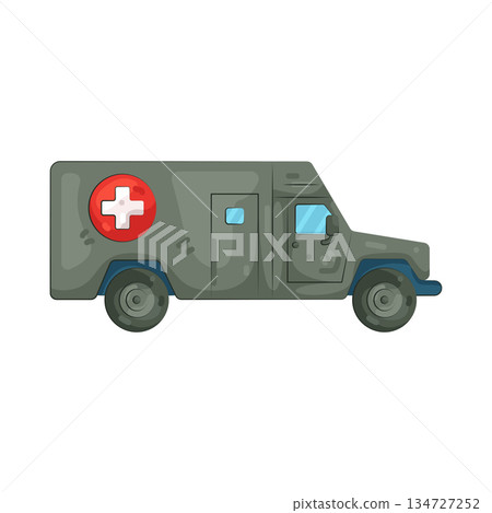 Illustration of military ambulance  134727252