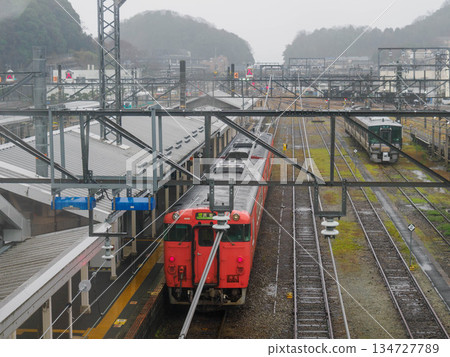 Toyooka Station in Hyogo Prefecture on a rainy winter day 134727789
