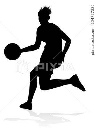 Silhouette Woman Female Sports Basketball Player Silhouette Woman Female Sports Basketball Player 134727823