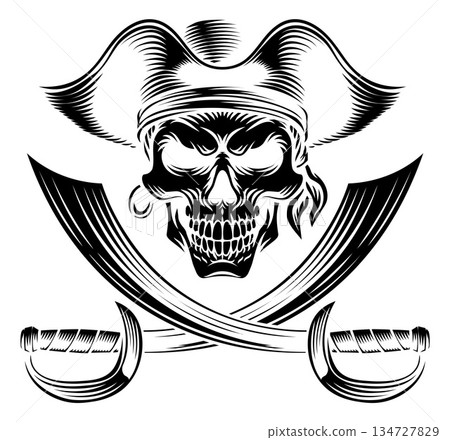 Skull Pirate Crossbones Cross Cutlass Swords 134727829