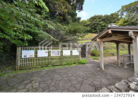 Toba Castle in Shima Province, Mie Prefecture: Main enclosure and stone walls. Castle ruins with views of the sea and railway. Toba Castle in Shima Province, Mie Prefecture: Main enclosure and stone walls. Castle ruins with views of the sea and railway. 134727914