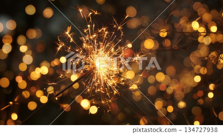 Sparkler, glittering sparks background 134727938