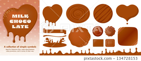 Valentine's Day Chocolate Decoration: Milk chocolate letter background material that can be used for frames, etc. 134728153
