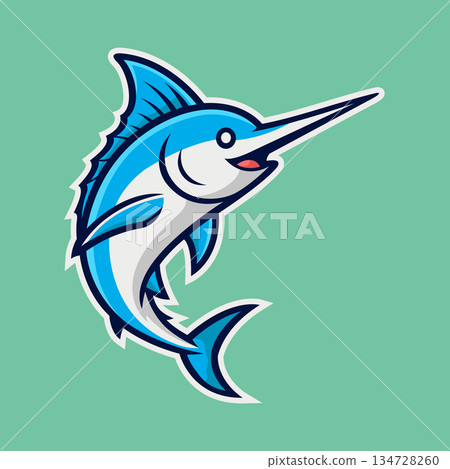 marlin mascot logo vector design template modern stylemarlin mascot logo vector design template modern style 134728260