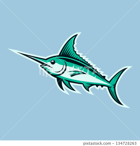 marlin mascot logo vector design template modern style 134728263