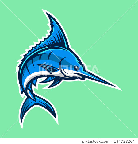 marlin mascot logo vector design template modern style 134728264