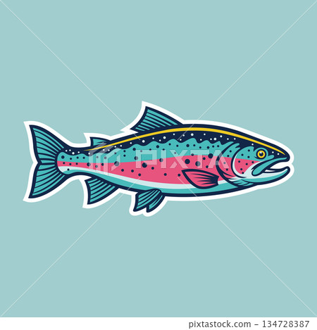 trout fish mascot logo vector design template modern style 134728387