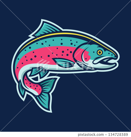 trout fish mascot logo vector design template modern style trout fish mascot logo vector design template modern style 134728389