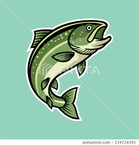 trout fish mascot logo vector design template modern style 134728395