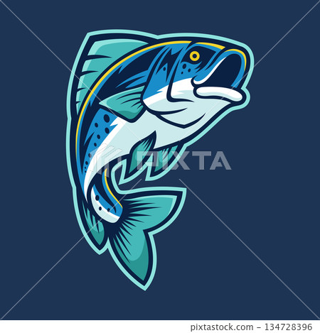 trout fish mascot logo vector design template modern style 134728396